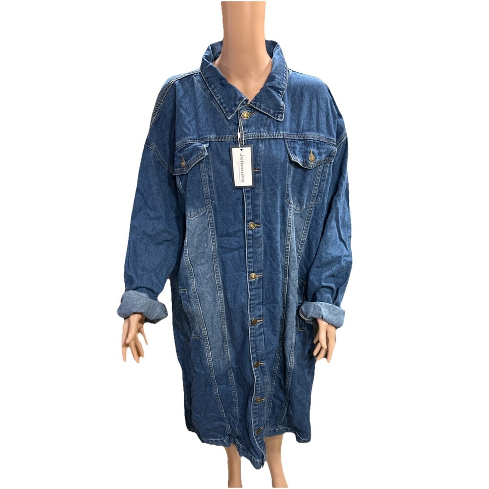 Jofemuho women's‎ Denim Coat jacket 3XL coat Blue